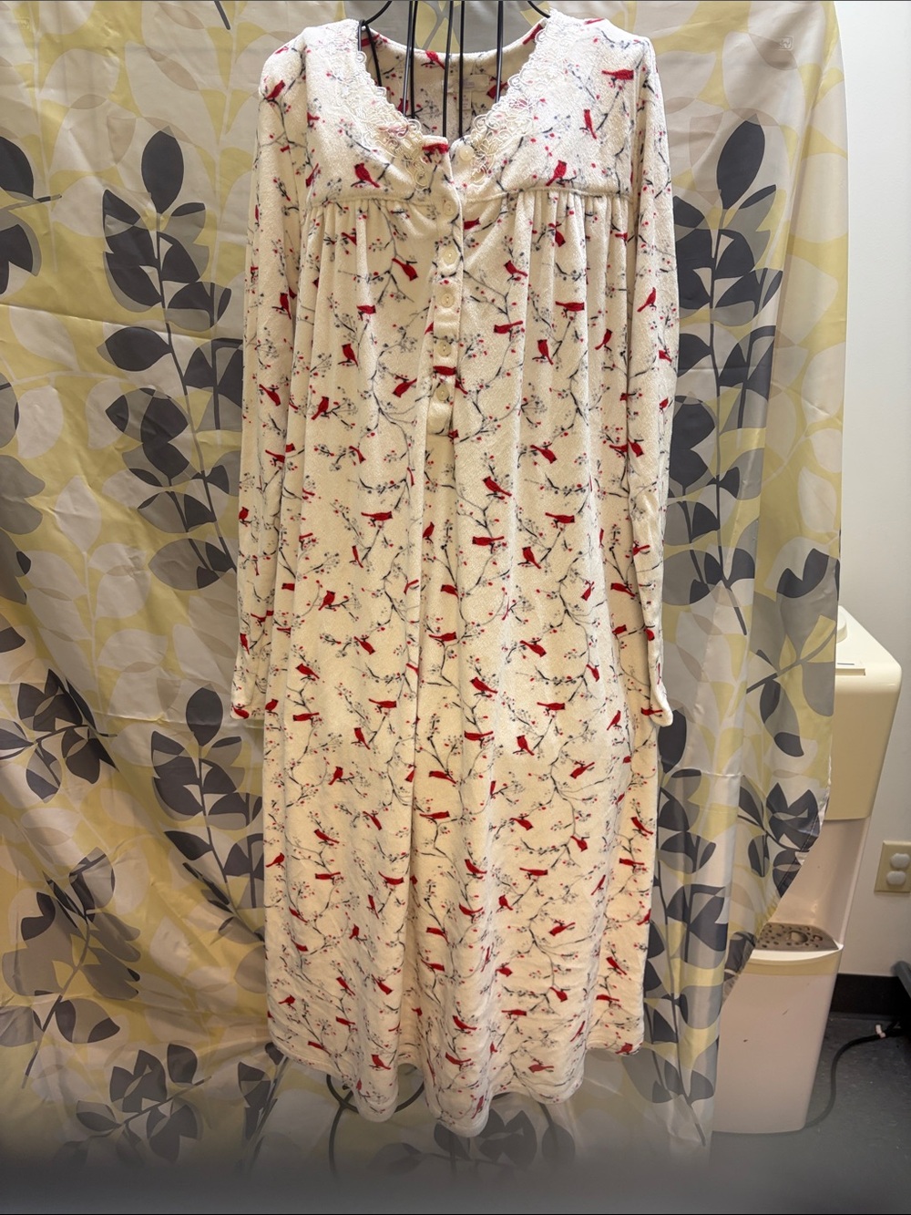 Cream Floral-Print Women's Nightgown